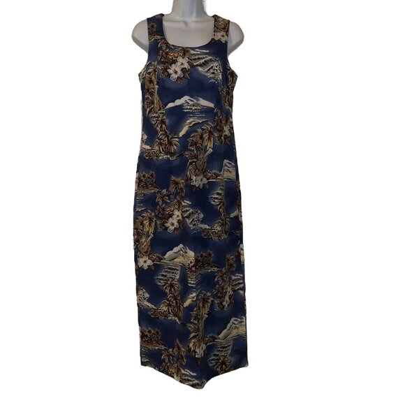 Hilo Hattie Dresses & Skirts - Vtg Hilo Hattie Hawaii Muumuu Beach Dress Womens 8 Blue Mumu Floral Hawaiian